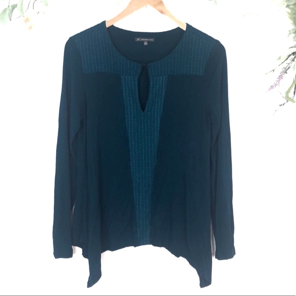 Adrianna Papell turquoise keyhole blouse Medium - Picture 1 of 5